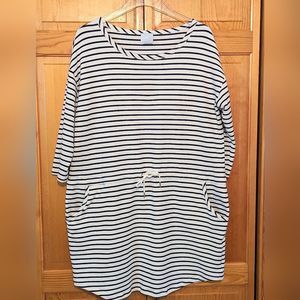 Navy Striped Casual Dress Sailing Drawstring Waist